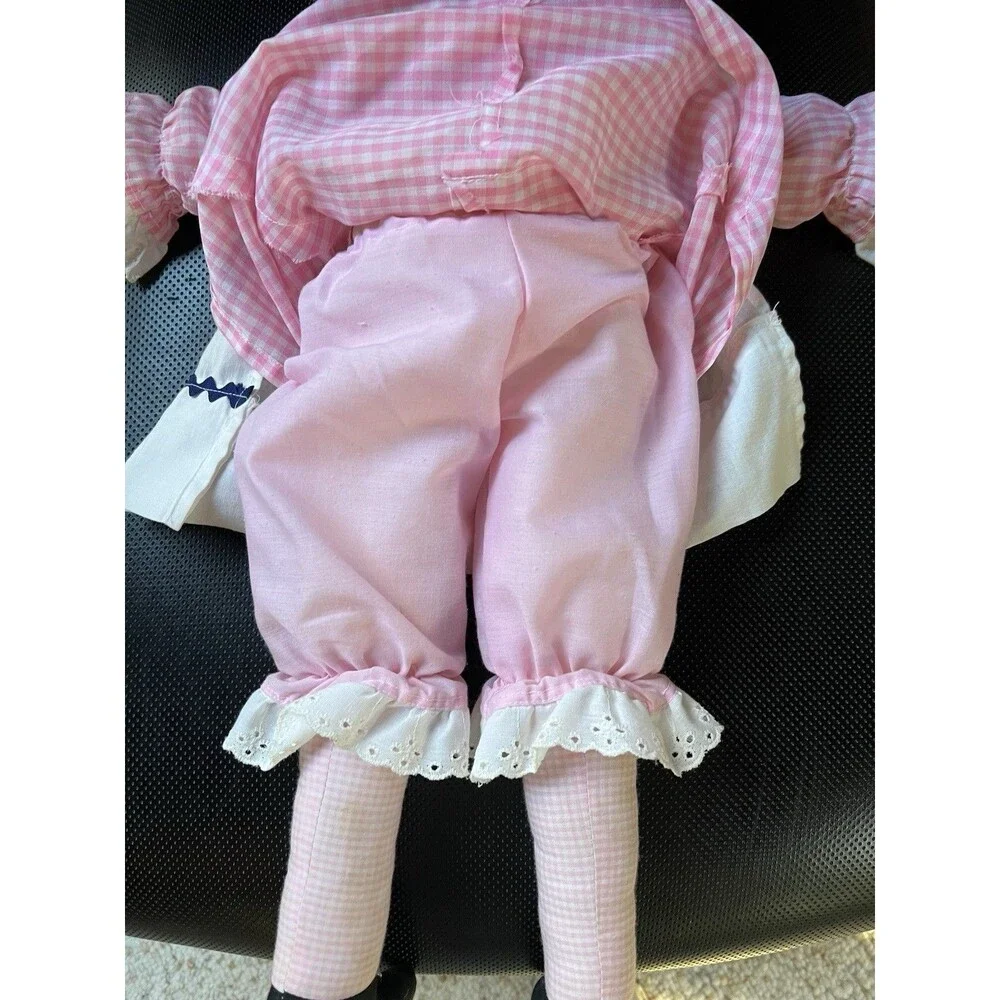 Vintage Raggedy Ann Type Doll 1970s Fabric Dress 24